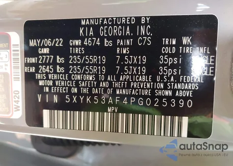 2023 Kia Sportage Sx-Prestige z USA, uszkodzony, nr VIN 5XYK53AF4PG025390